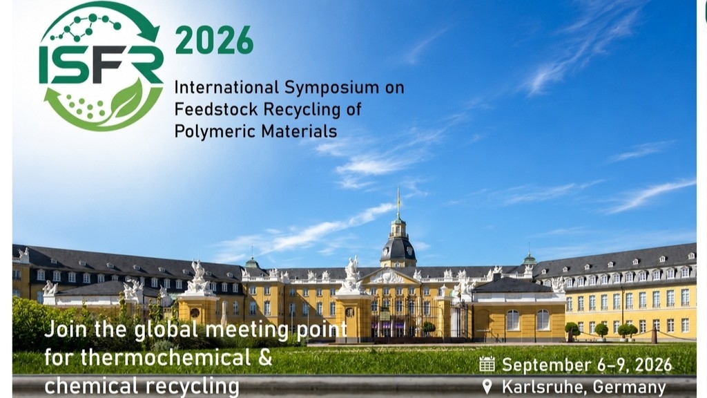 Promotional banner for ISFR 2026 Symposium on Feedstock Recycling in Karlsruhe, Germany.